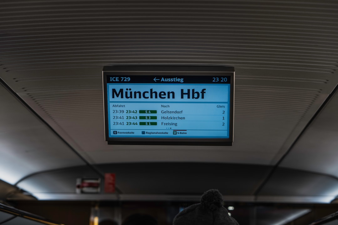 a sign that is on the ceiling of a train